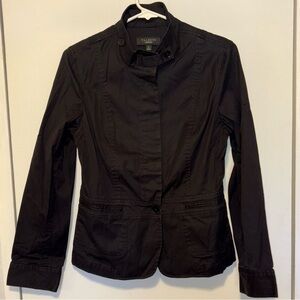 Talbots Women Black Khaki Blazer Button Up Military Style Size 6